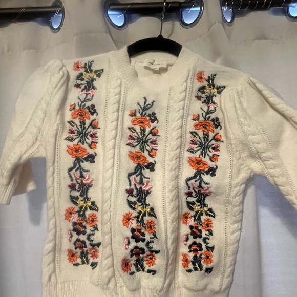 Ivory Floral Embroidered Sweater - Picture 1 of 5